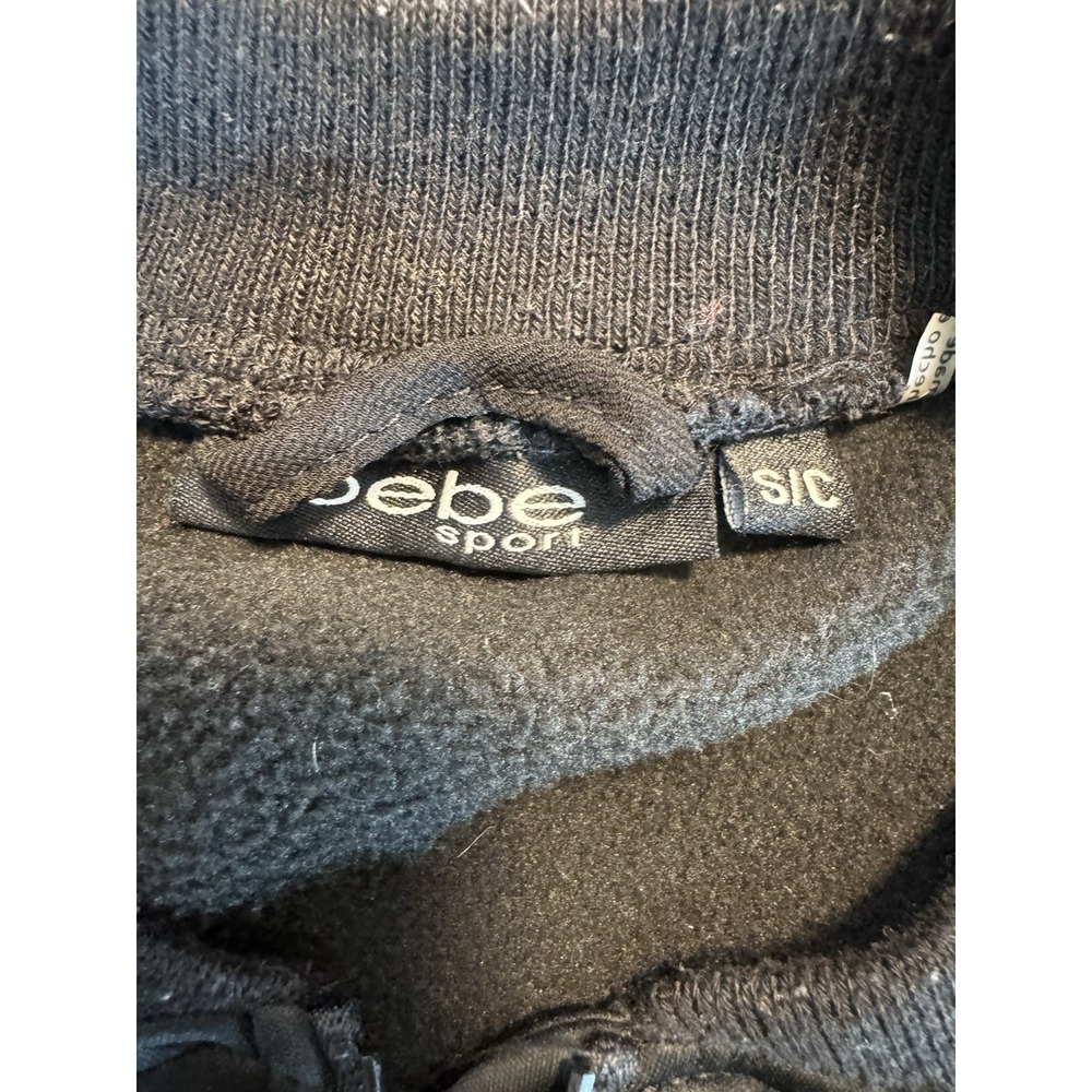 Bebe Jacket Womens Small Black Gray Sport Full Zip Bomber Fleece Activewear Lady - Picture 5 of 14